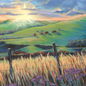 Sunset on Konza Prairie_copyrighted nature illustration_JMTurley