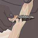 mural detail, obsidian knife