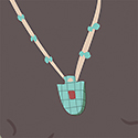 mural detail, turquoise jewelry